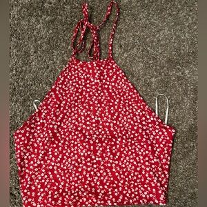 SHEIN red tie crop top size large
